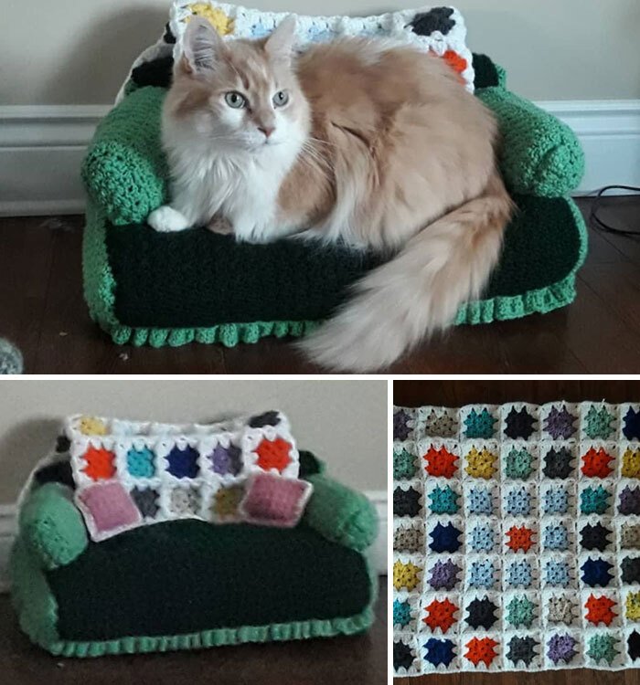 Sofá de crochê para gatos é a nova tendência durante a quarentena