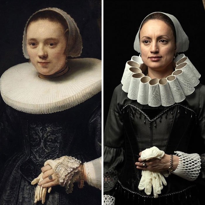 Retrato de Uma Mulher com Luvas - Rembrandt. Fonte: Bored Panda / Divulgação