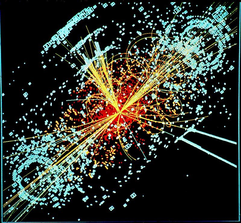 Modelo de colisão atômica chamado de Bóson de Higgs (Fonte: Wikimedia Commons/Reprodução)