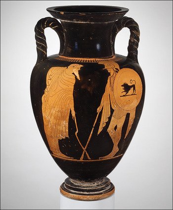 O vaso apresentando uma pessoa com dificuldades de mobilidade. (Fonte: The Metropolitan Museum of Art, New York/Reprodução)