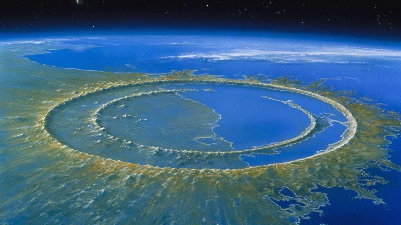 Chicxulub, cratera que remete à extinção dos dinossauros.