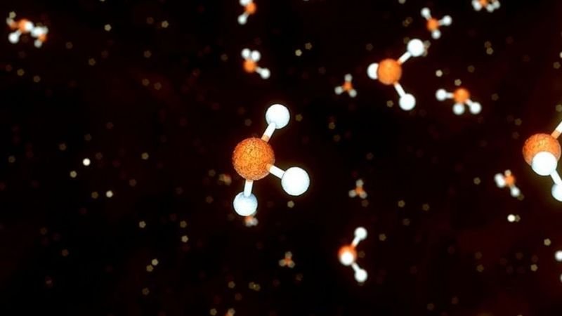 Molécula de fosfina em simulação. (Fonte: ESO /M. Kornmesser / L.Calcada / NASA / Reprodução)