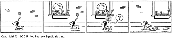 Primeira tirinha de Snoopy em 1950. (Fonte: Wikipedia/Reprodução)