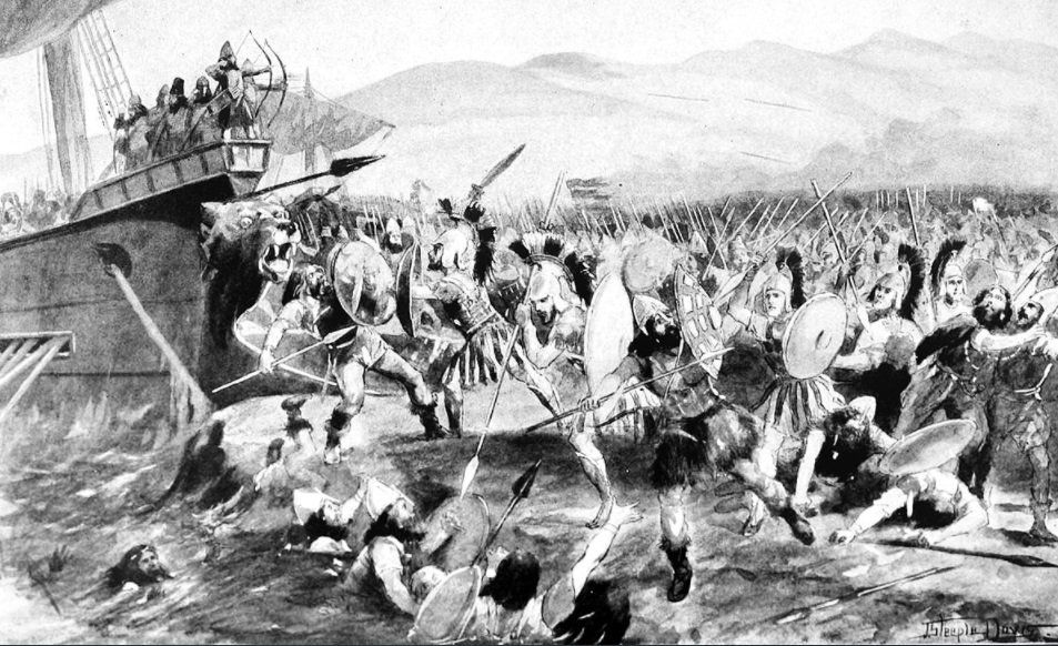Ilustração da Batalha de Maratona.