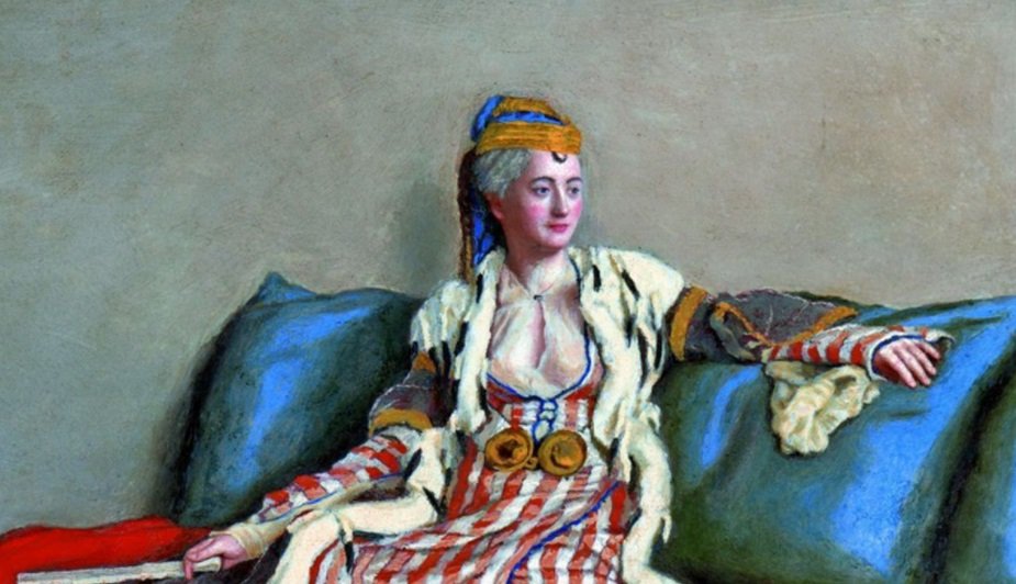 Pintura de Lady Mary com trajes da cultura otomana.