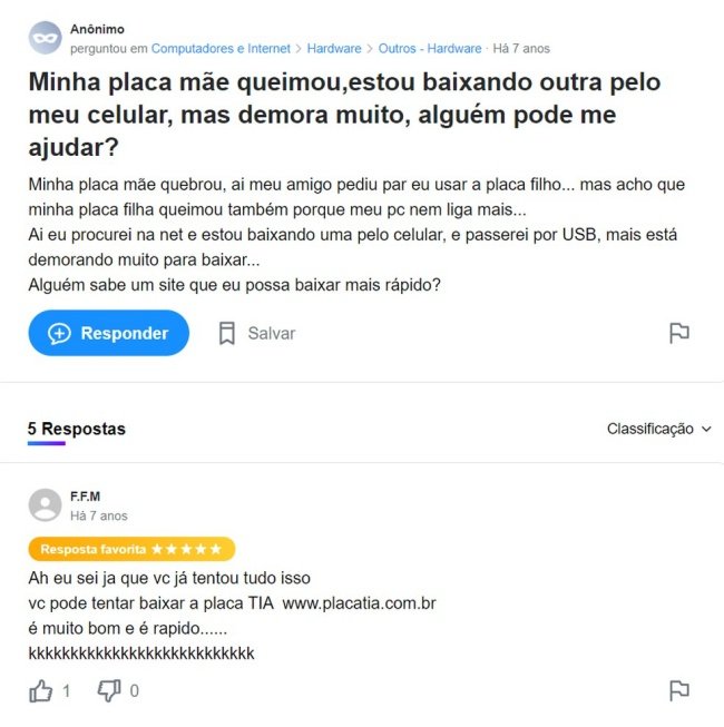 (Fonte: Yahoo! Respostas)