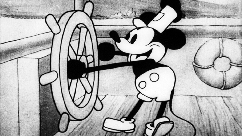 Primeira versão do Mickey “Steamboat Willie” (1928) terá o fim do seu direito autoral no fim de 2023. (Fonte: Lafayette College)