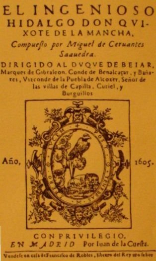 Primeira página da edição original de "Dom Quixote". 