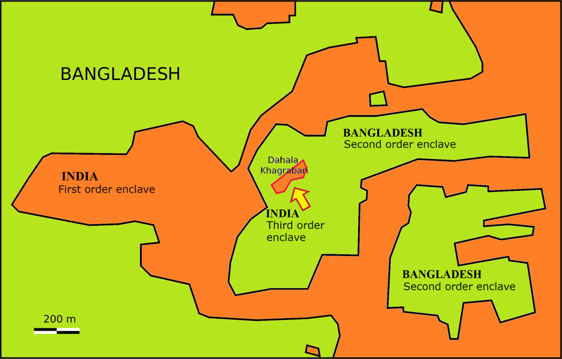 O enclave de terceiro grau de Dahala Khagrabari (Imagem: Wikimedia Commons)
