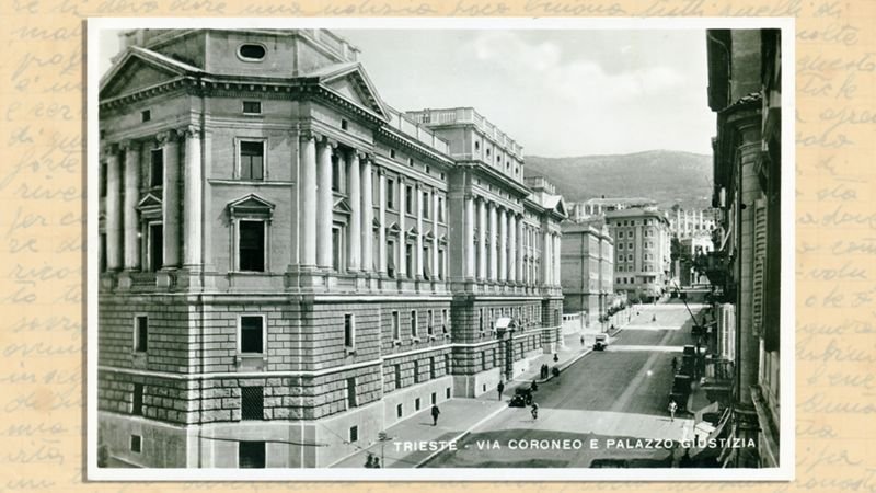 Tribunal na Via Coroneo, em Trieste - a prisão ainda está em operação no fundo do edifício. (Fonte: Museu da História e Arte de Trieste/ BBC/ Reprodução)
