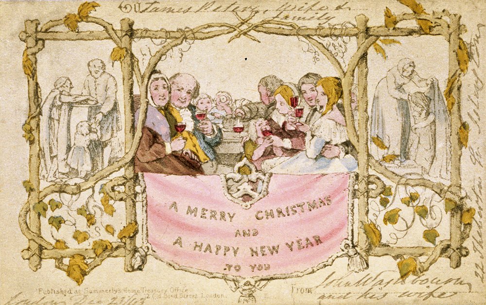 O primeiro cartão de Natal, impresso em 1843. (Fonte: Ripleys/ Reprodução)