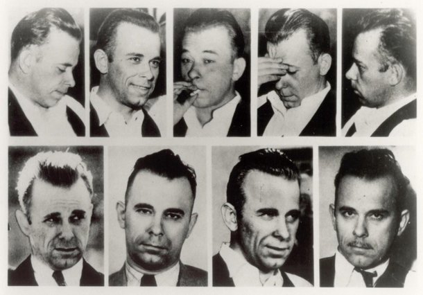 Os diferentes rostos de John Dillinger ao longo dos anos. (Fonte: Federal Bureau of Investigation - FBI)