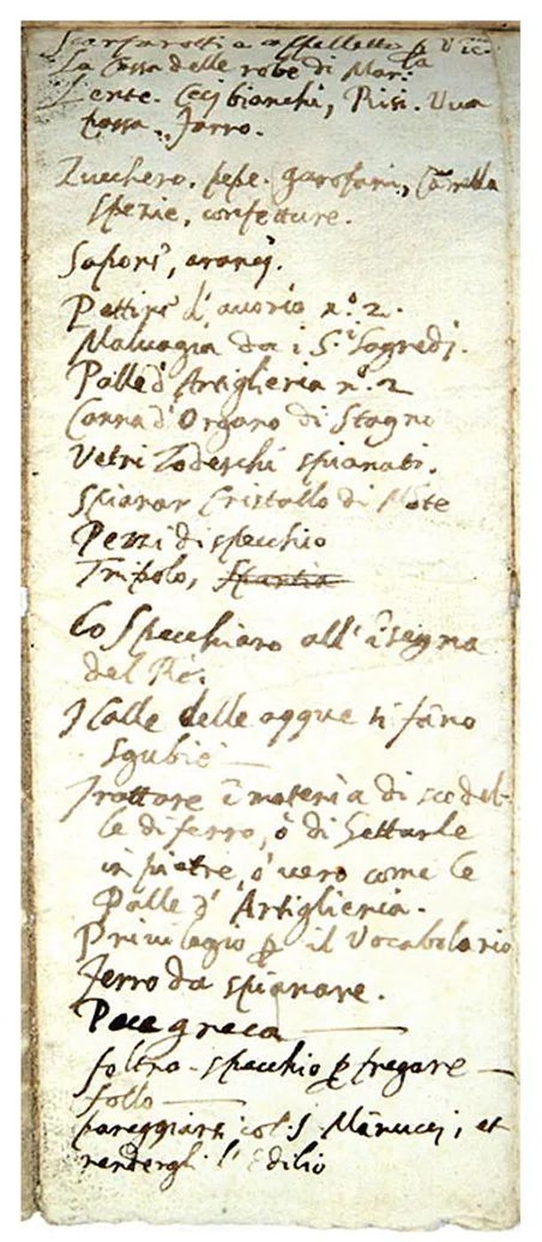 A famosa lista de Galileu. (Fonte: Telegraph/Reprodução)