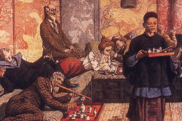 "A New Vice: Opium Dens in France", ilustração do Le Petit Journal. (Fonte: Wikemedia Commons)