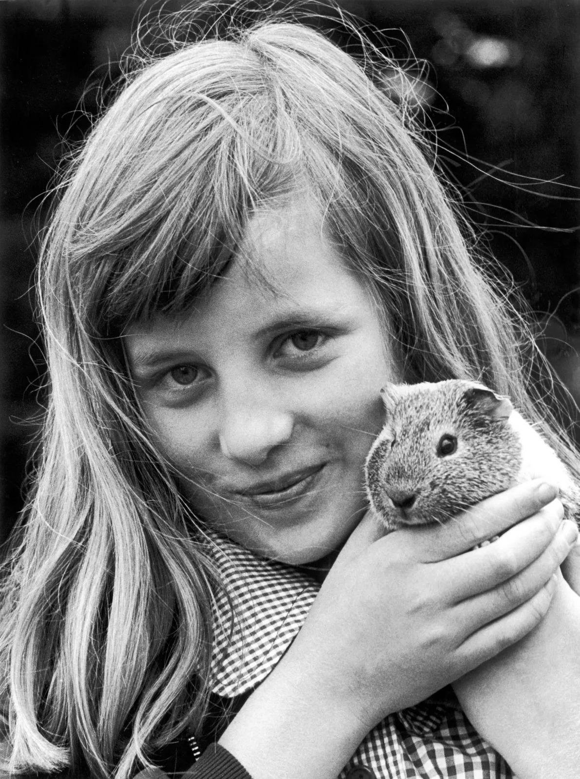 Diana Spencer, em 1972, com seu porquinho-da-índia. (Fonte: Spen/AL&Camera Press/Redux)
