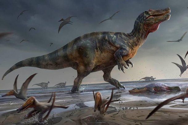 O “White Rock Spinosaurid” foi classificado entre os caçadores mais temíveis de sua época.(Fonte: Anthony Hutchings/ All That Interesting/ Reprodução)