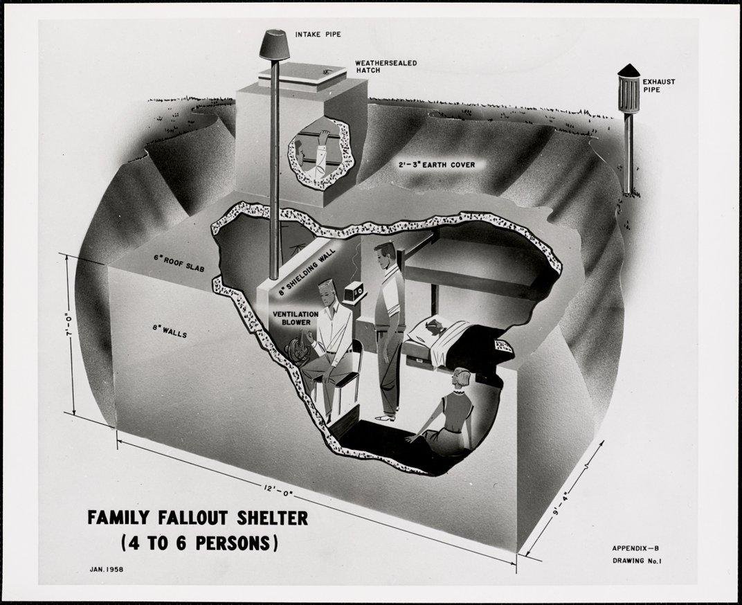 Diagrama de 1950 de um abrigo para quatro a seis pessoas. (Fonte: Digital Public Library of America/ Reprodução)