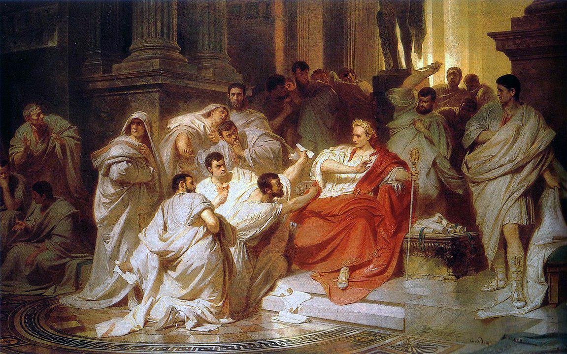 O Assassinato de César por Karl von Piloty, 1865. (Fonte: Wikipedia/ Reprodução)