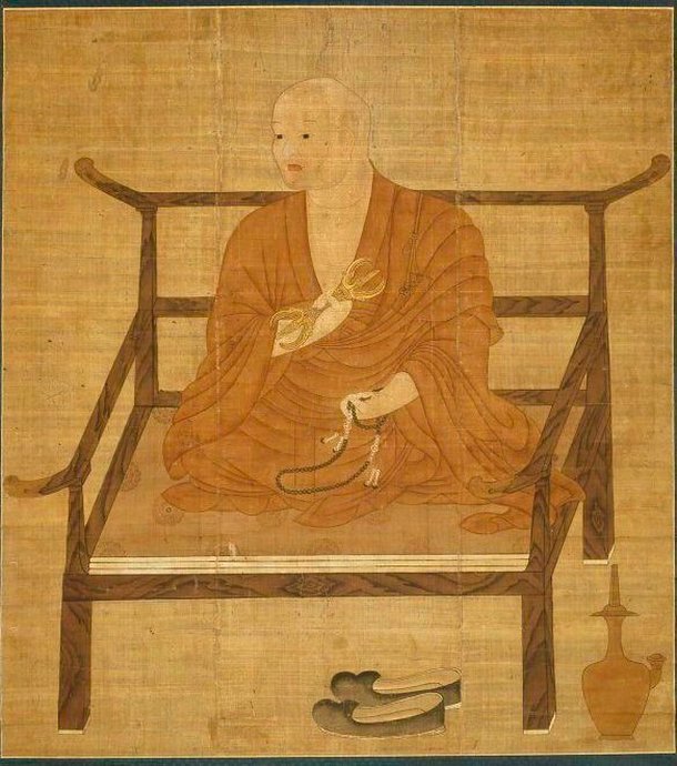 Pintura de Kobo Daishi feita no século XIV. (Fonte: Art Institute of Chicago/Reprodução)