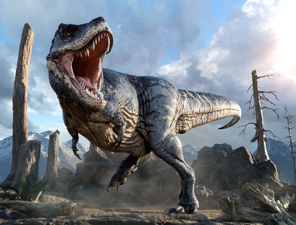 O T-rex provavelmente não abria a boca para produzir sons. (Fonte: Shutterstock)