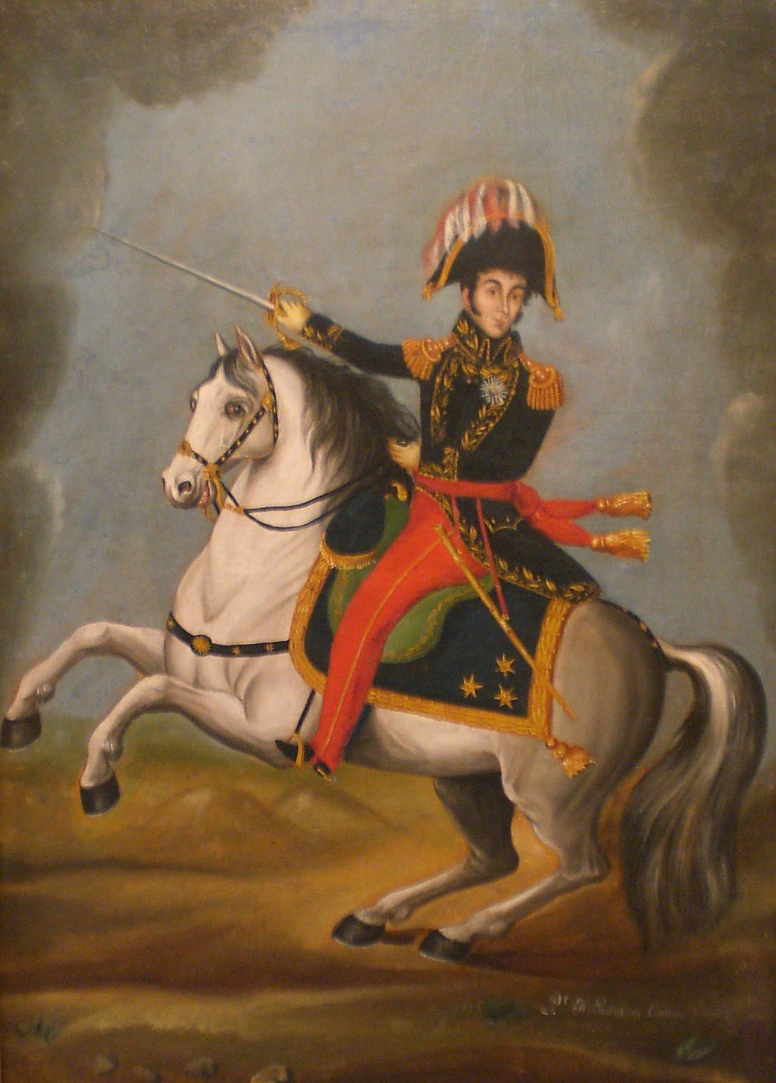 Pintura de 1826, que retrata Bolívar em batalha. (Fonte: Wikimedia Commons)