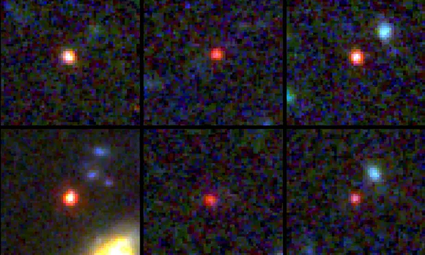 Cada um dos pontos vermelhos pode ser uma galáxia maior e mais massiva que a Via Lactea. (Fonte: NASA)