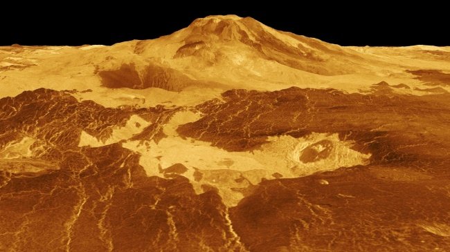 Modelo 3D do vulcão Maat Mons. (Fonte: NASA/Divulgação)