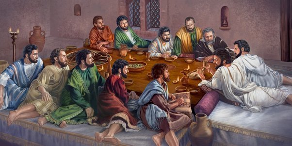 Representação de como Jesus e seus discípulos estavam na Última Ceia. (Fonte: Quora/Reprodução)