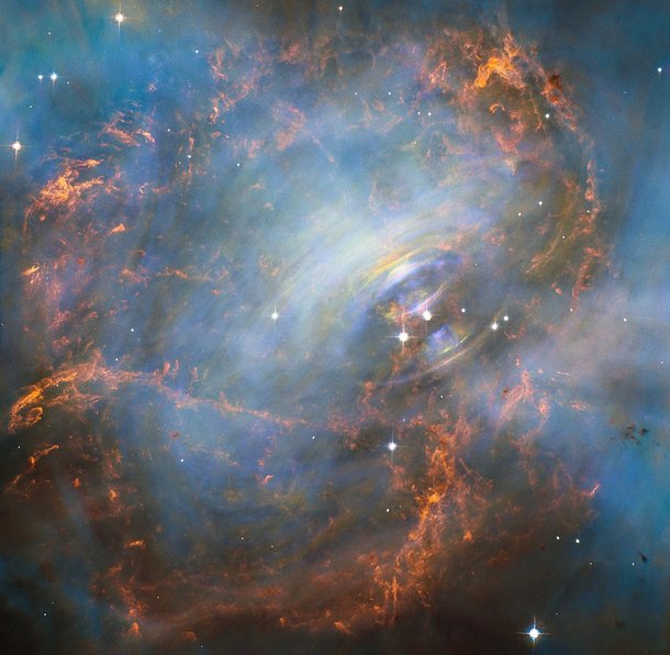 Um exemplo de estrela de nêutrons encontrada no coração da Nebulosa do Caranguejo. (Fonte: Wikipedia/ESA/Hubble/Reprodução)