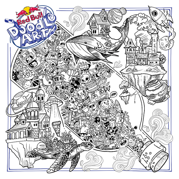 Doodle feito por Giovana Bars, estudante universitária da USP, que é uma das 40 finalistas da competição. (Fonte: Red Bull Doodle Art/Divulgação)