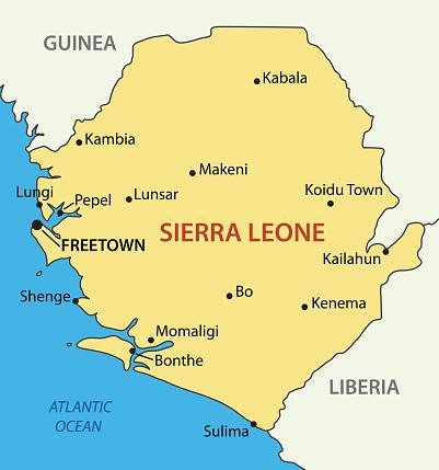 Mapa de Serra Leoa, considerado o mais redondo entre os países. Fonte: Getty Images
