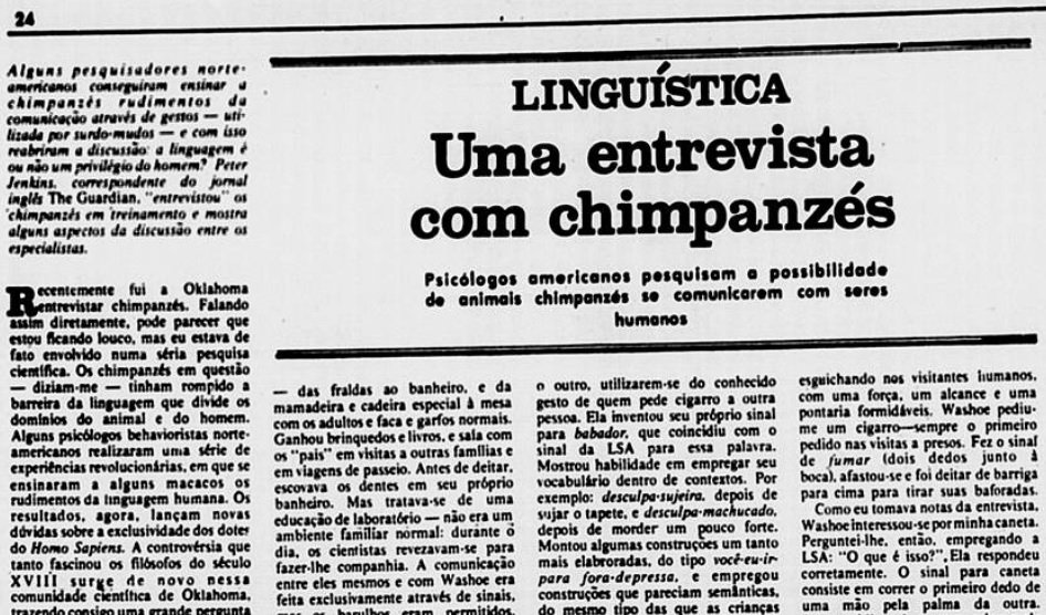 Trecho de reportagem da década de 1970 publicada em jornal brasileiro. Fonte: Reprodução; Jornal Opinião RJ