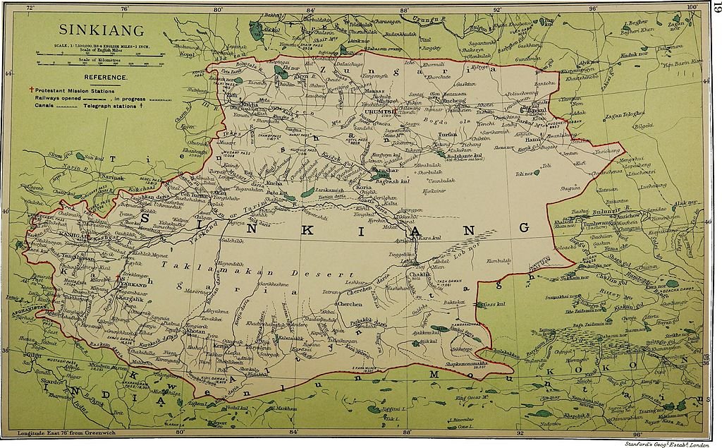 Mapa do deserto de Taclamacã em 1917. (Fonte: WikimediaCommons/Reprodução)