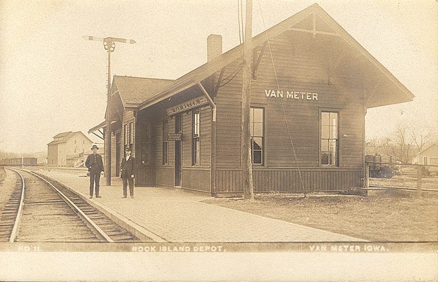 Estação de trem em Van Meter em 1907. (Fonte: WikimediaCommons/Reprodução)