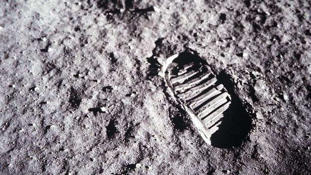 Pegada de Buzz Aldrin na Lua. (Foto: Wikimedia Commons)