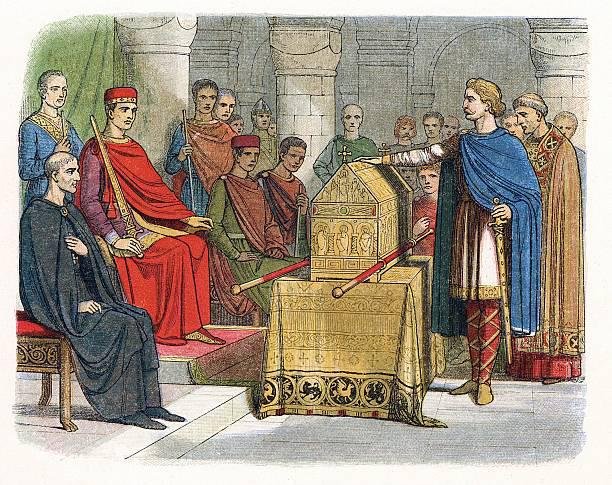 Haroldo II fazendo um juramento diante de Guilherme da Normandia. (Fonte: Getty Images/Reprodução)