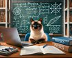 DALL·E 2024-11-27 12.28.15 - A Siamese cat sitting at a desk in a university setting, writing a physics paper. The cat is wearing glasses and has a serious expression. The desk is (1).jpg