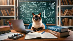 DALL·E 2024-11-27 12.28.15 - A Siamese cat sitting at a desk in a university setting, writing a physics paper. The cat is wearing glasses and has a serious expression. The desk is (1).jpg