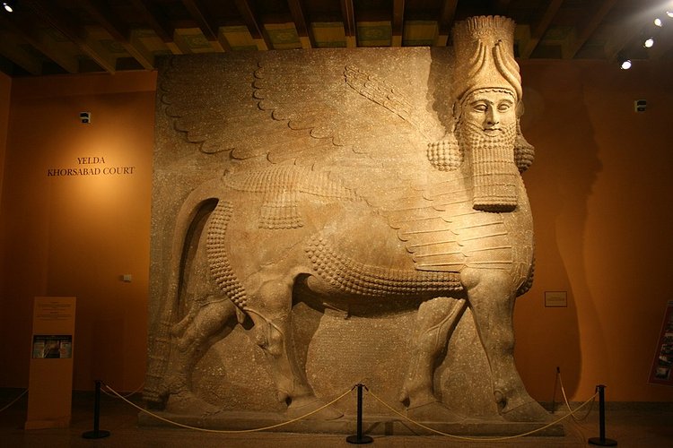 Lamassu, divindade protetora de Khorsabad. (Fonte: Wikimedia Commons/ Reprodução)