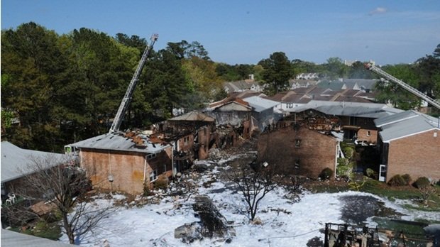 Fotos após acidente com caça F-18 mostram estragos em casas atingidas