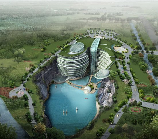 Shangai terá hotel de luxo construído em pedreira abandonada