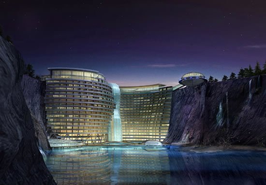 Shangai terá hotel de luxo construído em pedreira abandonada