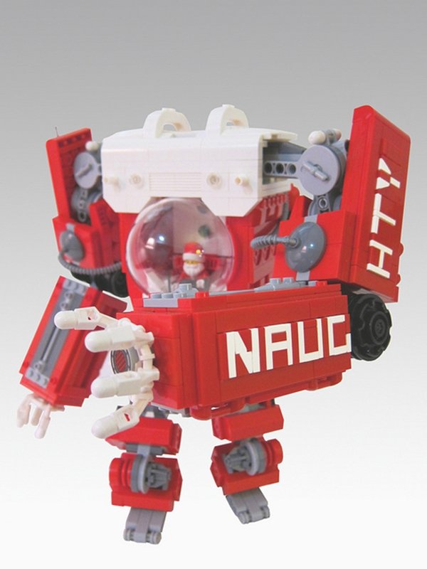 Artista usa LEGO para criar boneco de Papai Noel dentro de robô gigante