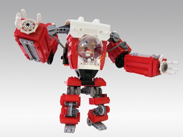 Artista usa LEGO para criar boneco de Papai Noel dentro de robô gigante