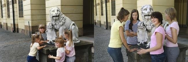 Fotógrafa finlandesa recria suas fotos de infância depois de adulta