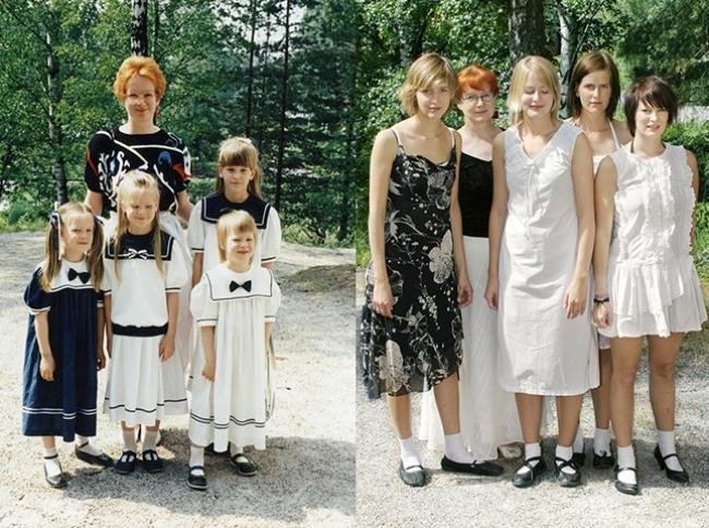 Fotógrafa finlandesa recria suas fotos de infância depois de adulta