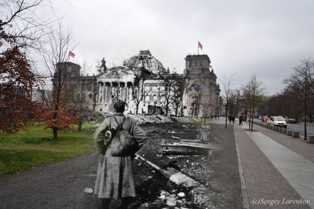 Fotos incríveis misturam a Europa da Segunda Guerra com a de hoje