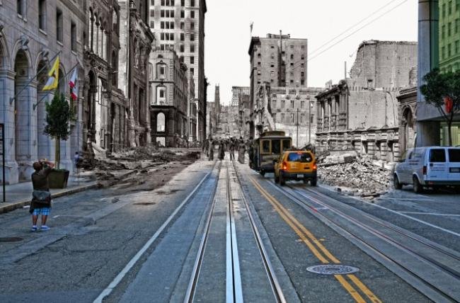 Fotos misturam passado e presente de cidade devastada há mais de um século